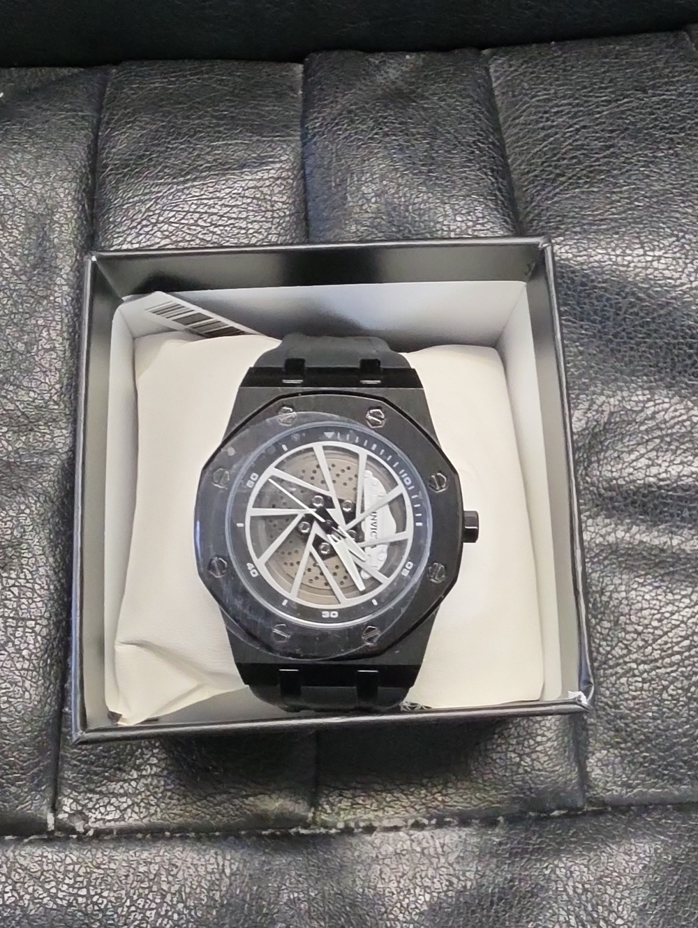 Invicta Men's Black and Silver Skeleton Sport Watch